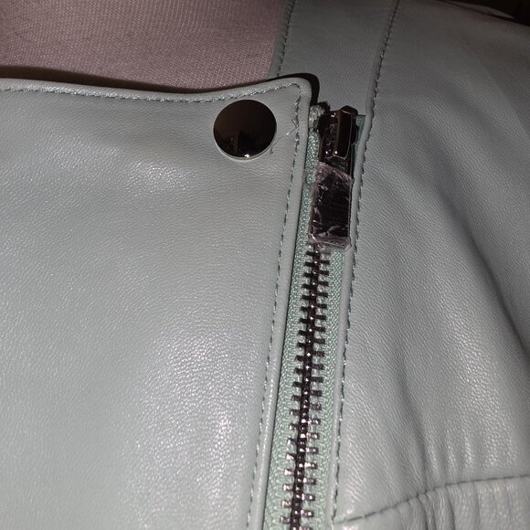 Neiman Marcus Exclusive Women’s Genuine Leather Jacket Large Aqua Mint Turquoise - Picture 12 of 16